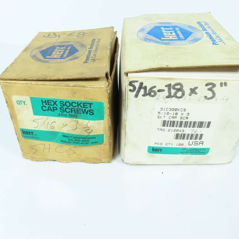 Kerr Lakeside 5/16"-18 x 1-1/2"-3-1/4" Black Oxide Socket Head Cap Screw Lot/359
