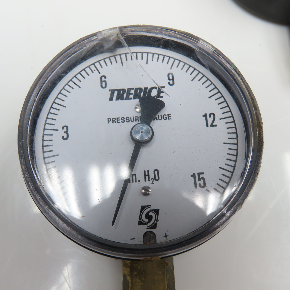 Trerice 0-15" H2O 1/4" Bottom Ported Pressure Gauge Cracked Lens Lot Of 3
