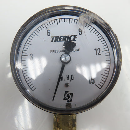 Trerice 0-15" H2O 1/4" Bottom Ported Pressure Gauge Cracked Lens Lot Of 3
