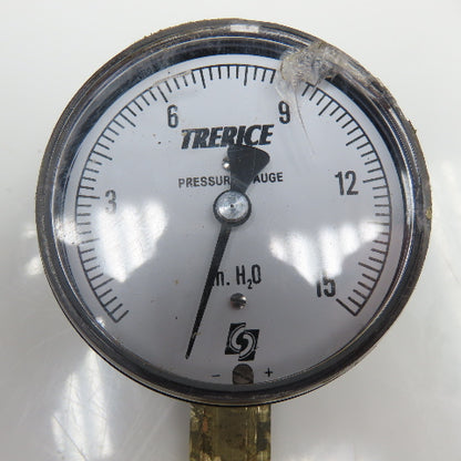 Trerice 0-15" H2O 1/4" Bottom Ported Pressure Gauge Cracked Lens Lot Of 3
