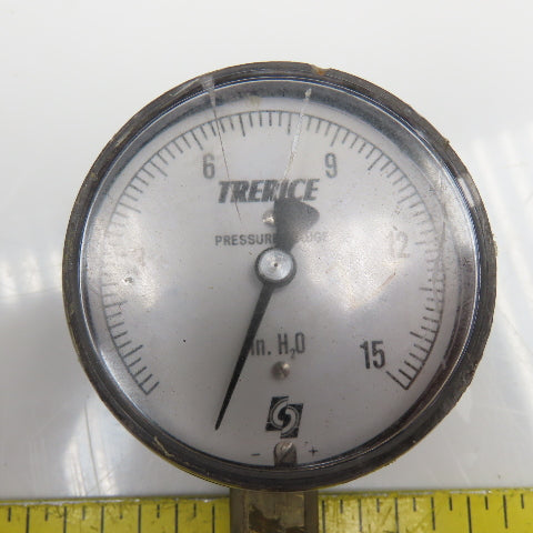 Trerice 0-15" H2O 1/4" Bottom Ported Pressure Gauge Cracked Lens Lot Of 3