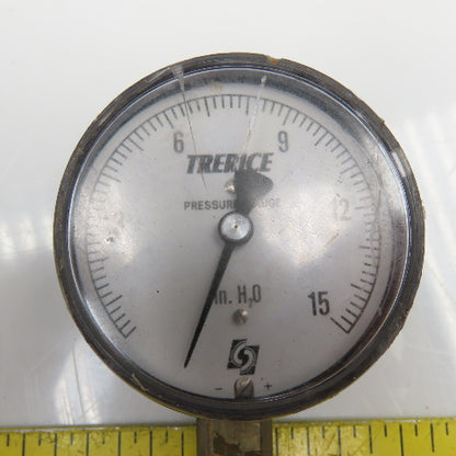 Trerice 0-15" H2O 1/4" Bottom Ported Pressure Gauge Cracked Lens Lot Of 3