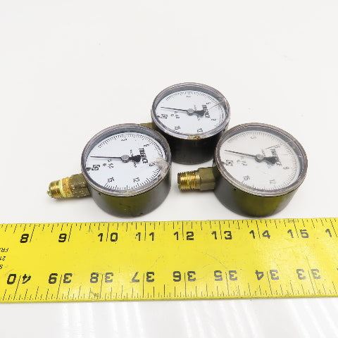 Trerice 0-15" H2O 1/4" Bottom Ported Pressure Gauge Cracked Lens Lot Of 3