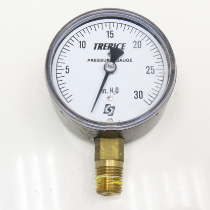 Trerice 0-30" H2O 1/4" Bottom Ported Pressure Gauge