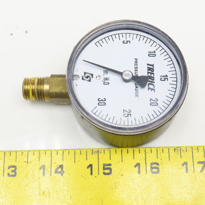 Trerice 0-30" H2O 1/4" Bottom Ported Pressure Gauge