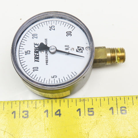 Trerice 0-30" H2O 1/4" Bottom Ported Pressure Gauge