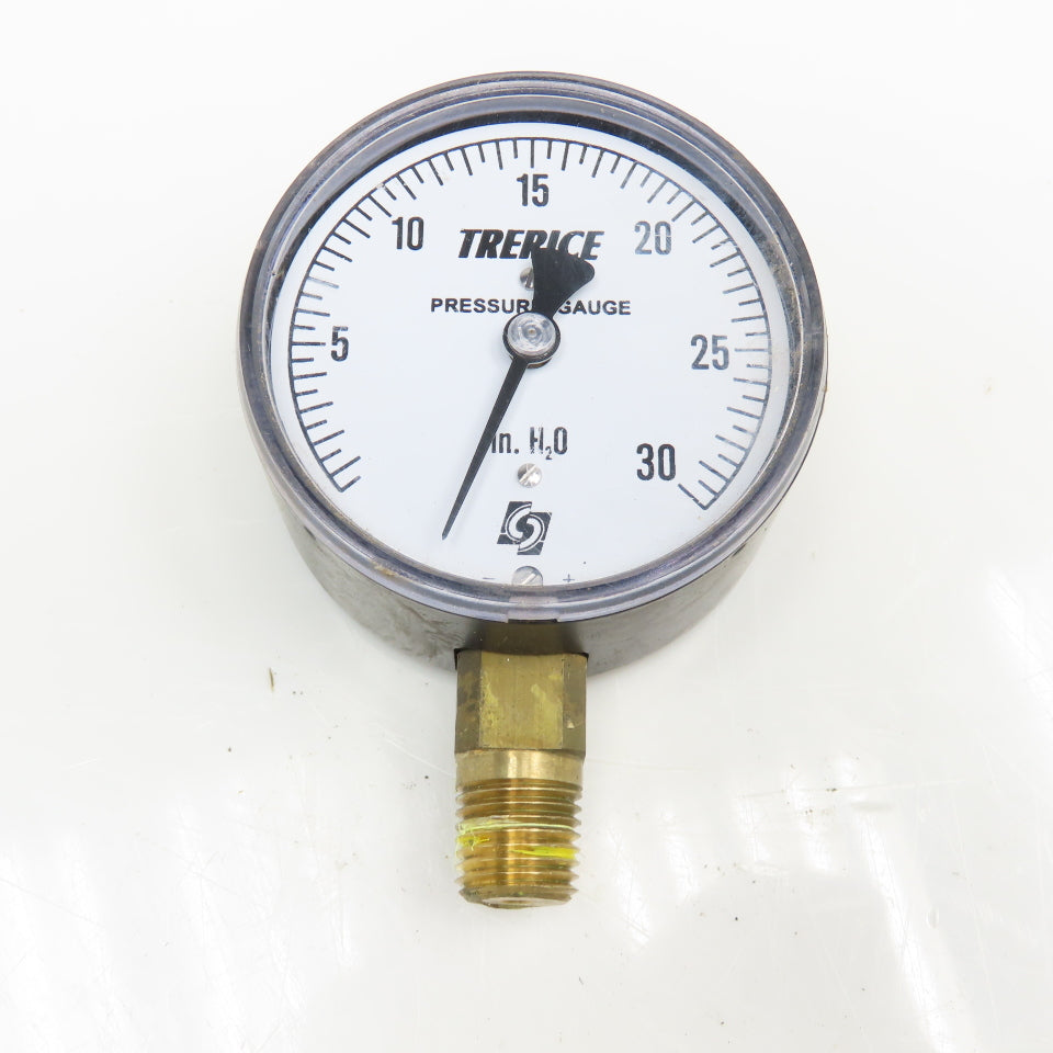 Trerice 0-30" H2O 1/4" Bottom Ported Pressure Gauge