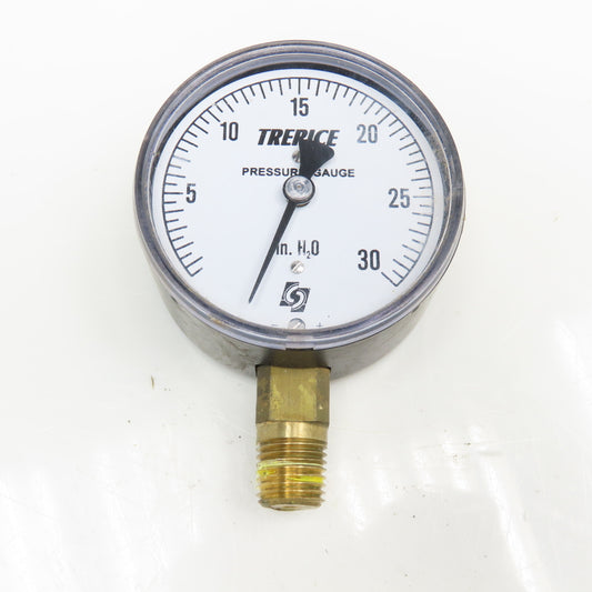 Trerice 0-30" H2O 1/4" Bottom Ported Pressure Gauge