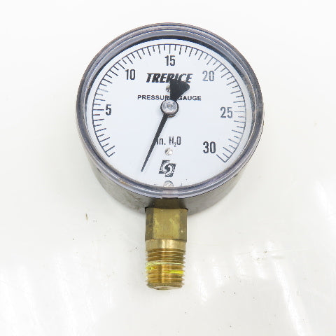 Trerice 0-30" H2O 1/4" Bottom Ported Pressure Gauge