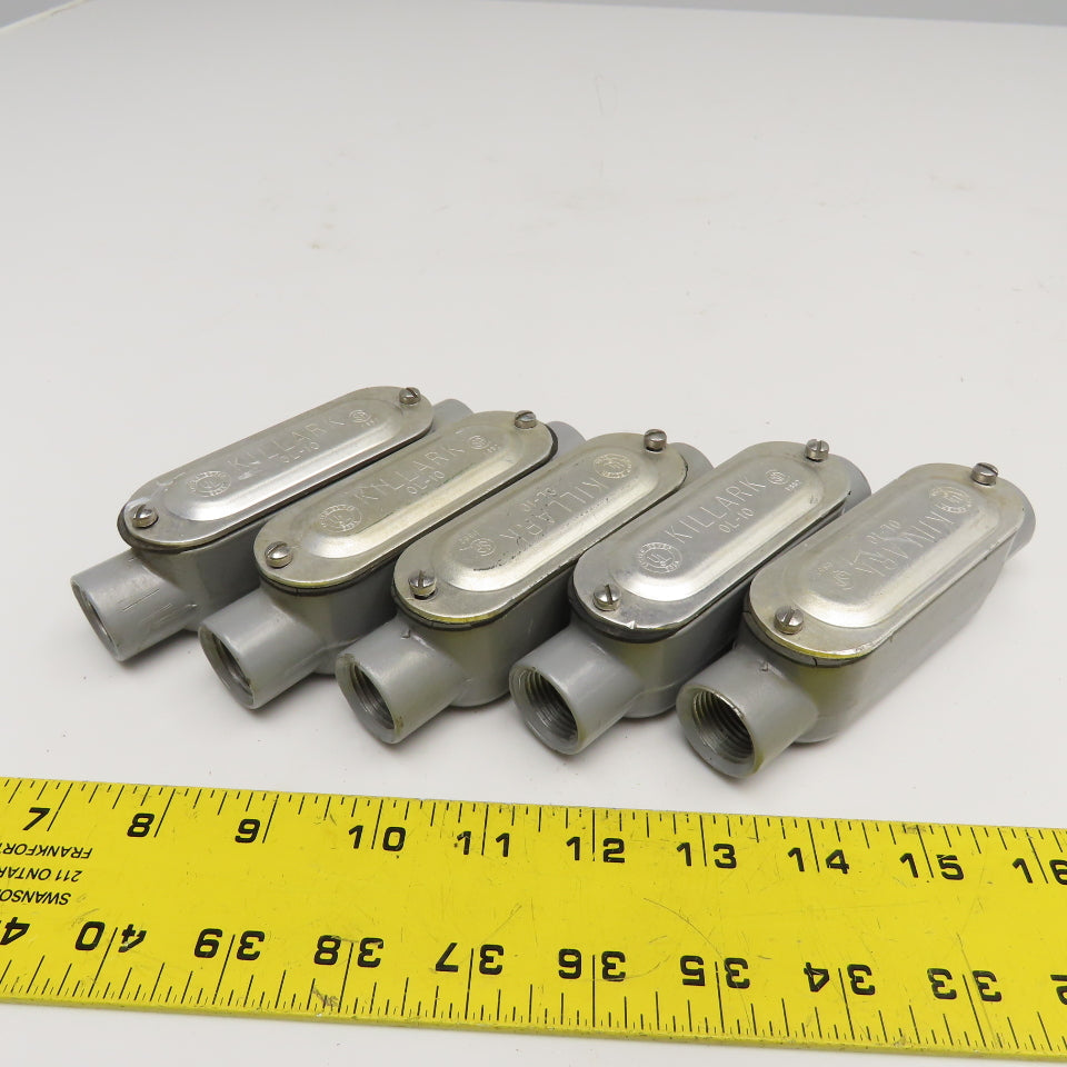 Killark OL-10 OL-1 1/2" Type C Conduit Body W/ Gasketed Cover Lot Of 5