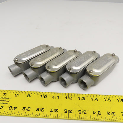 Killark OL-10 OL-1 1/2" Type C Conduit Body W/ Gasketed Cover Lot Of 5