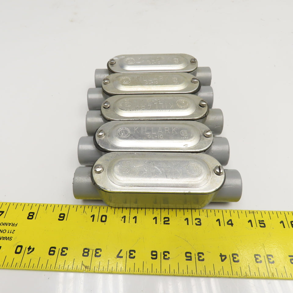Killark OL-10 OL-1 1/2" Type C Conduit Body W/ Gasketed Cover Lot Of 5