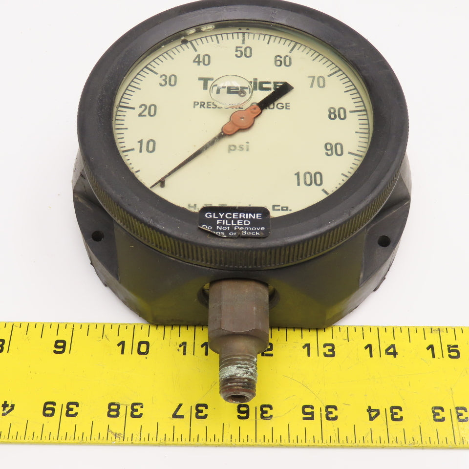 Trerice 450LFB 0-60PSI 1/4" NPT Bottom Port Glycerin Filled Pressure Gauge