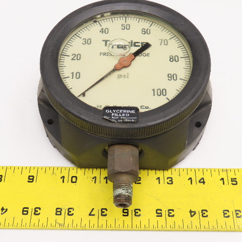 Trerice 450LFB 0-60PSI 1/4" NPT Bottom Port Glycerin Filled Pressure Gauge