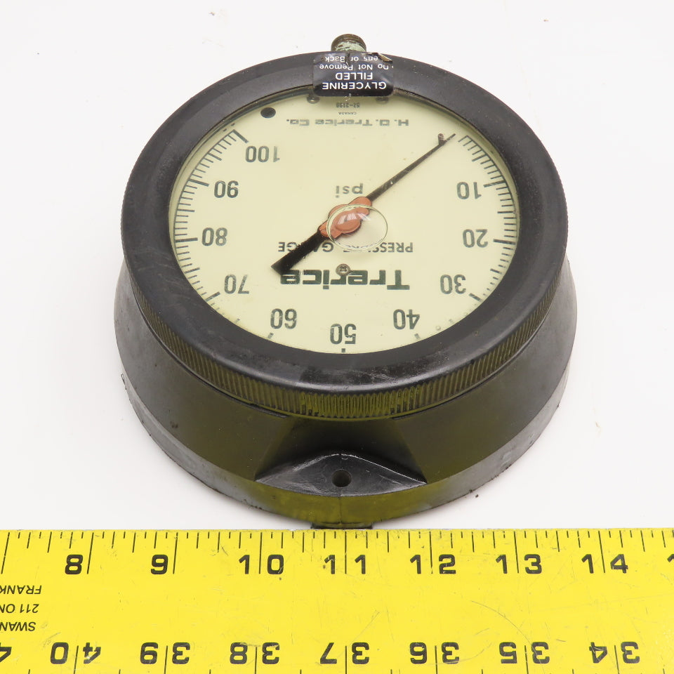 Trerice 450LFB 0-60PSI 1/4" NPT Bottom Port Glycerin Filled Pressure Gauge