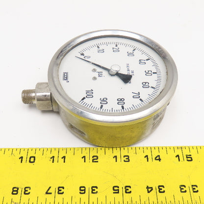 Wika 0-100PSI 4" Stainless Steel Bottom Ported Filled Pressure Gauge