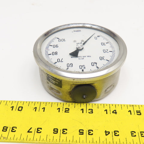 Wika 0-100PSI 4" Stainless Steel Bottom Ported Filled Pressure Gauge