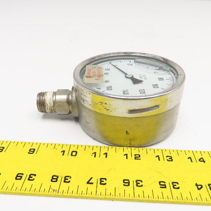 NoShok -30-160PSI Vacuum 4" Stainless Steel Bottom Ported Filled Pressure Gauge