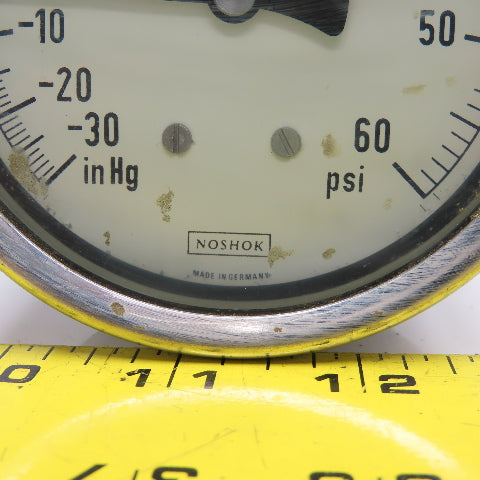 NoShok -30-60PSI Vacuum 4" Stainless Steel Back Ported Filled Pressure Gauge
