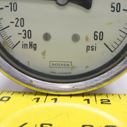 NoShok -30-60PSI Vacuum 4" Stainless Steel Back Ported Filled Pressure Gauge
