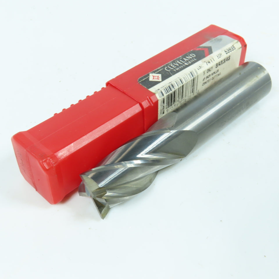 Cleveland 3/4" Square End Mill 4 Flute Center Cutting 1-1/2" LOC 4" OAL