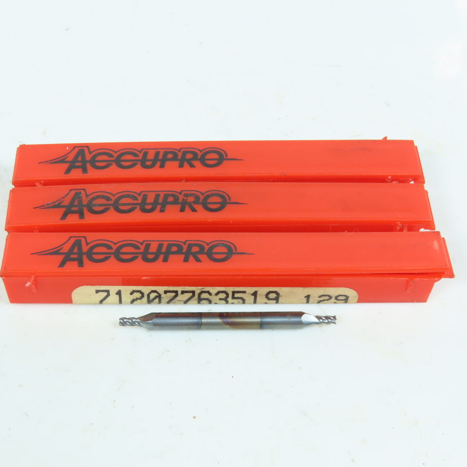 Accupro 71207763519 1/16" Square Double End Mill 4 Flute 1/8" Shank Lot of 3