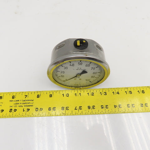 Wika 0-100PSI Liquid Filled Pressure Gauge 1/2" NPT Back Port 4" Stainless Steel