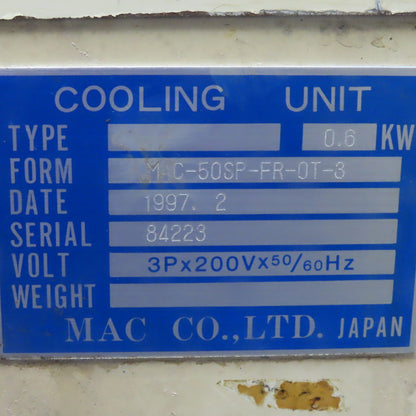 Okuma MAC -50S-FR-0T-3 Hydraulic Oil Cooling Unit 200V 3Ph 50/60Hz