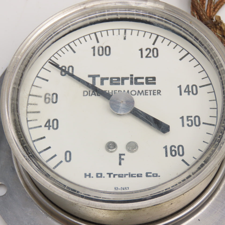 Trerice 52-2457 0-160°F Capillary Thermometer 3-1/2" Dial 1/2" NPT Probe