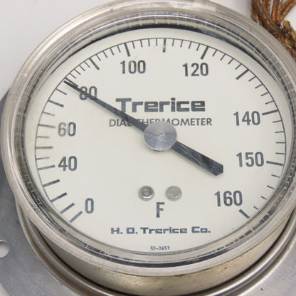 Trerice 52-2457 0-160°F Capillary Thermometer 3-1/2" Dial 1/2" NPT Probe