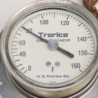 Trerice 52-2457 0-160°F Capillary Thermometer 3-1/2" Dial 1/2" NPT Probe