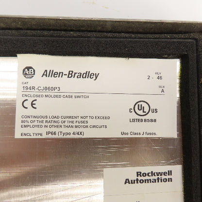 Allen Bradley 194R-CJ060P3 60A IEC Fused Disconnect Switch Stainless Enc. 4/4X