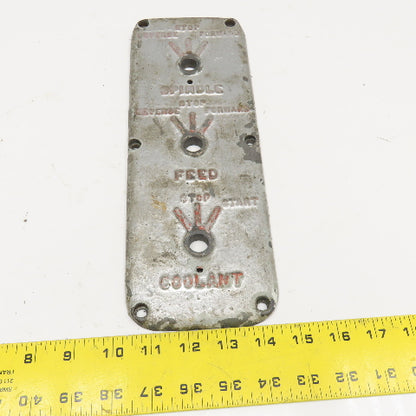 Sommer & Adams No.1 Vertical Milling Machine Cast Iron Feed Position Plate