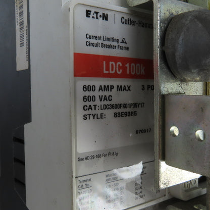 Eaton LDC3600FK01P05Y17 600A Safety Disconnect Circuit Breaker 600VAC W/Digitrip