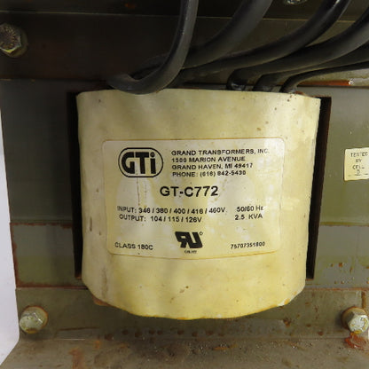 GTI GT-C772 2.5kVA Transformer HV 346/380/400/416/460 LV 104/115/126