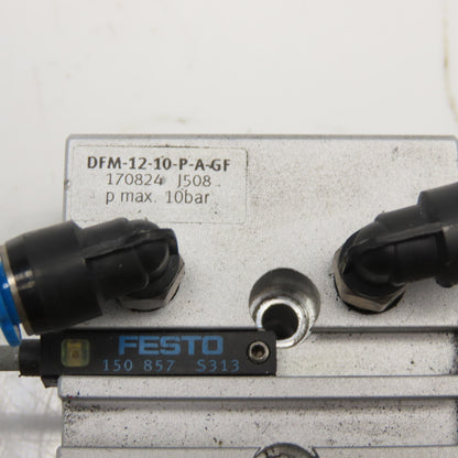 Festo DFM-12-10-P-A-GF 10mm Stroke Double Acting Pneumatic Actuator W/ Sensor