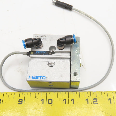 Festo DFM-12-10-P-A-GF 10mm Stroke Double Acting Pneumatic Actuator W/ Sensor