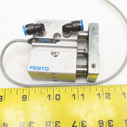 Festo DFM-12-10-P-A-GF 10mm Stroke Double Acting Pneumatic Actuator W/ Sensor