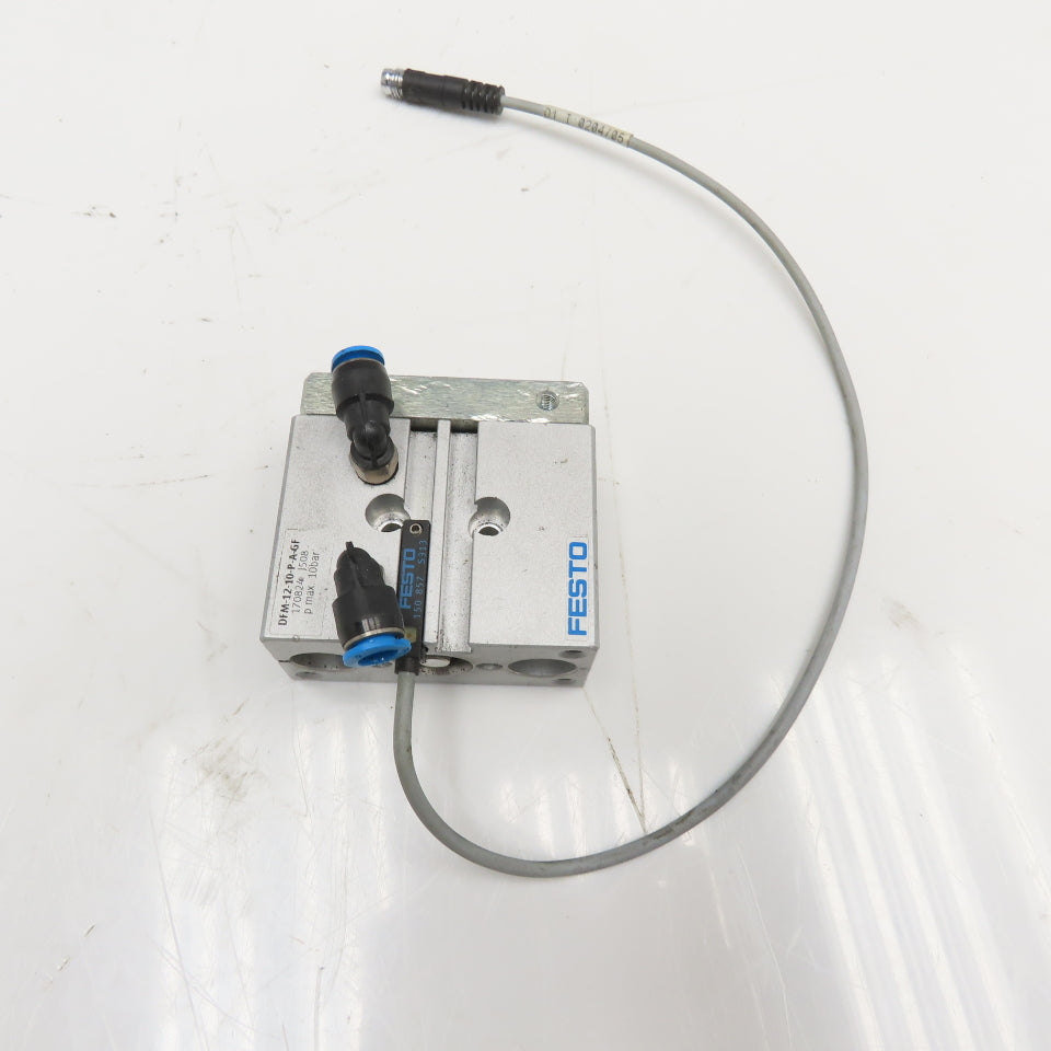 Festo DFM-12-10-P-A-GF 10mm Stroke Double Acting Pneumatic Actuator W/ Sensor