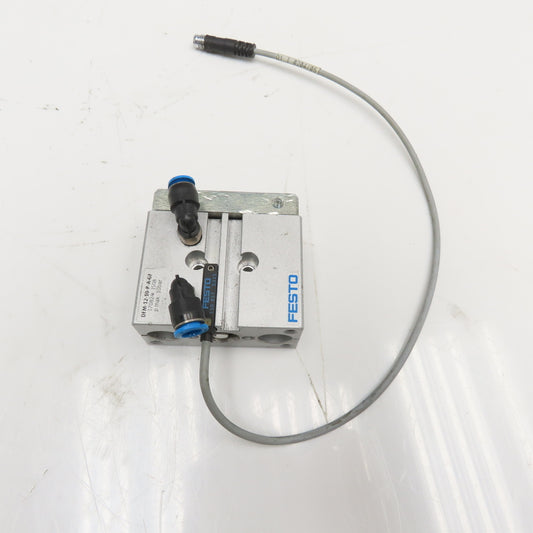 Festo DFM-12-10-P-A-GF 10mm Stroke Double Acting Pneumatic Actuator W/ Sensor