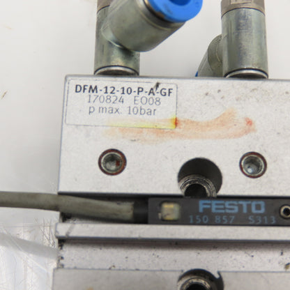 Festo DFM-12-10-P-A-GF 10mm Stroke Double Acting Pneumatic Actuator W/ Sensor