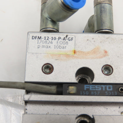 Festo DFM-12-10-P-A-GF 10mm Stroke Double Acting Pneumatic Actuator W/ Sensor