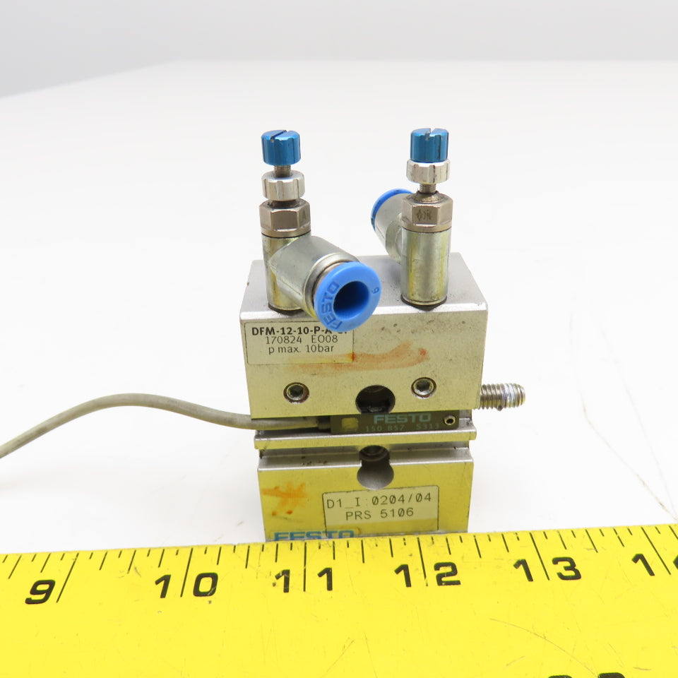 Festo DFM-12-10-P-A-GF 10mm Stroke Double Acting Pneumatic Actuator W/ Sensor