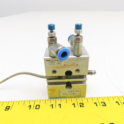 Festo DFM-12-10-P-A-GF 10mm Stroke Double Acting Pneumatic Actuator W/ Sensor