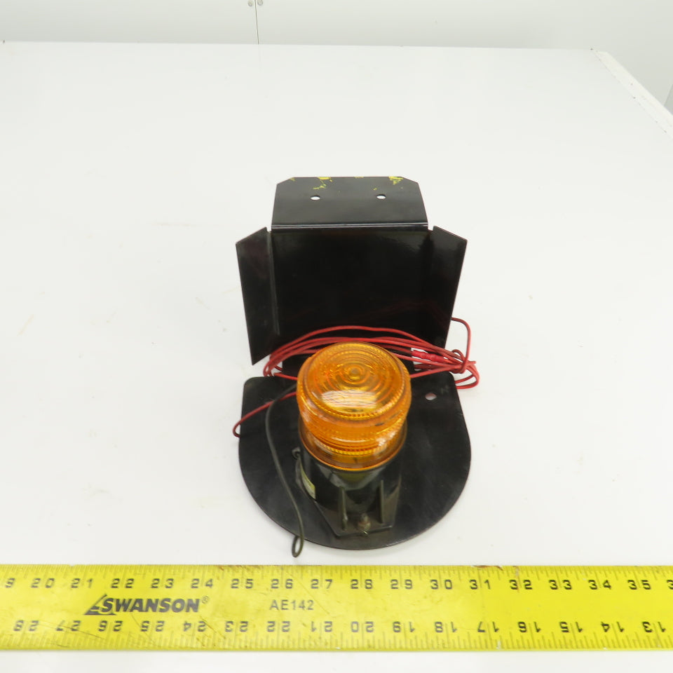12-80V DC Flashing Amber Strobe Light For Forklifts W/Mounting Bracket (Tested)