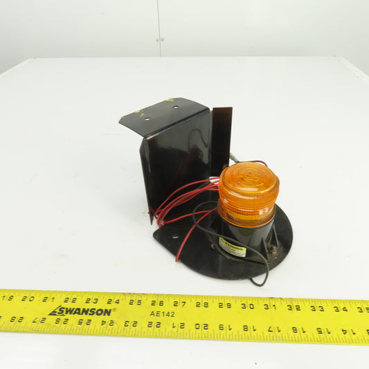 12-80V DC Flashing Amber Strobe Light For Forklifts W/Mounting Bracket (Tested)