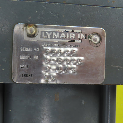 Lynair A-B442 Double Acting Pneumatic Air Cylinder 3-1/4" Bore 12" Stroke