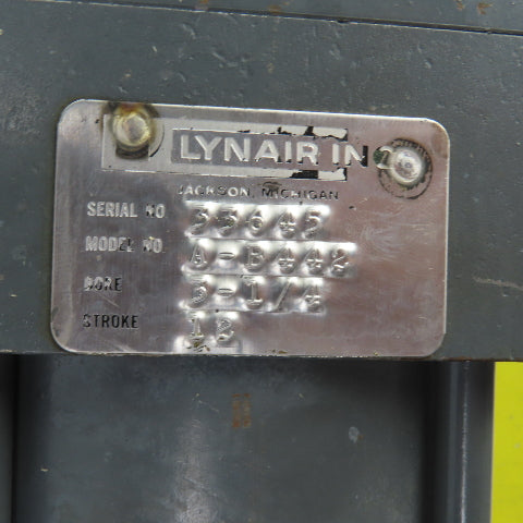Lynair A-B442 Double Acting Pneumatic Air Cylinder 3-1/4" Bore 12" Stroke