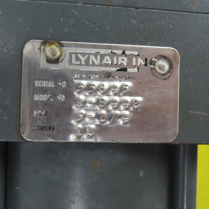 Lynair A-B442 Double Acting Pneumatic Air Cylinder 3-1/4" Bore 12" Stroke
