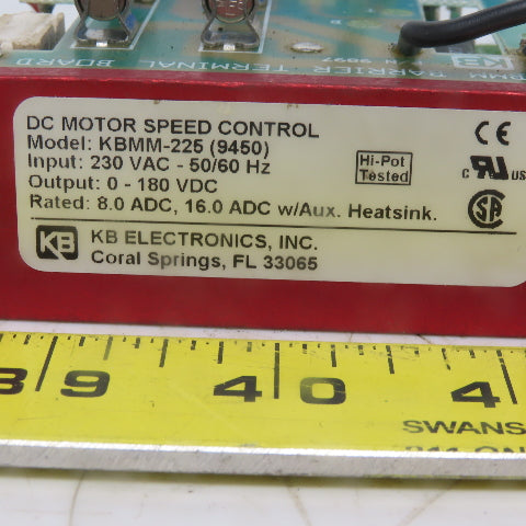 KB Electronics KBMM-225 (9450)) DC Motor Speed Control 230VAC 0-180VDC 8 AMP DC